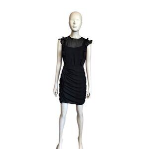 Express Black Sheer Mini Dress with Ruffles